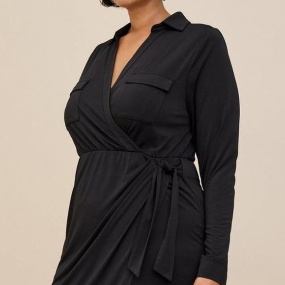 NEW Torrid At The Knee Studio Knit Collared Dress 6 6X Black Stretch NWT - Picture 3 of 10
